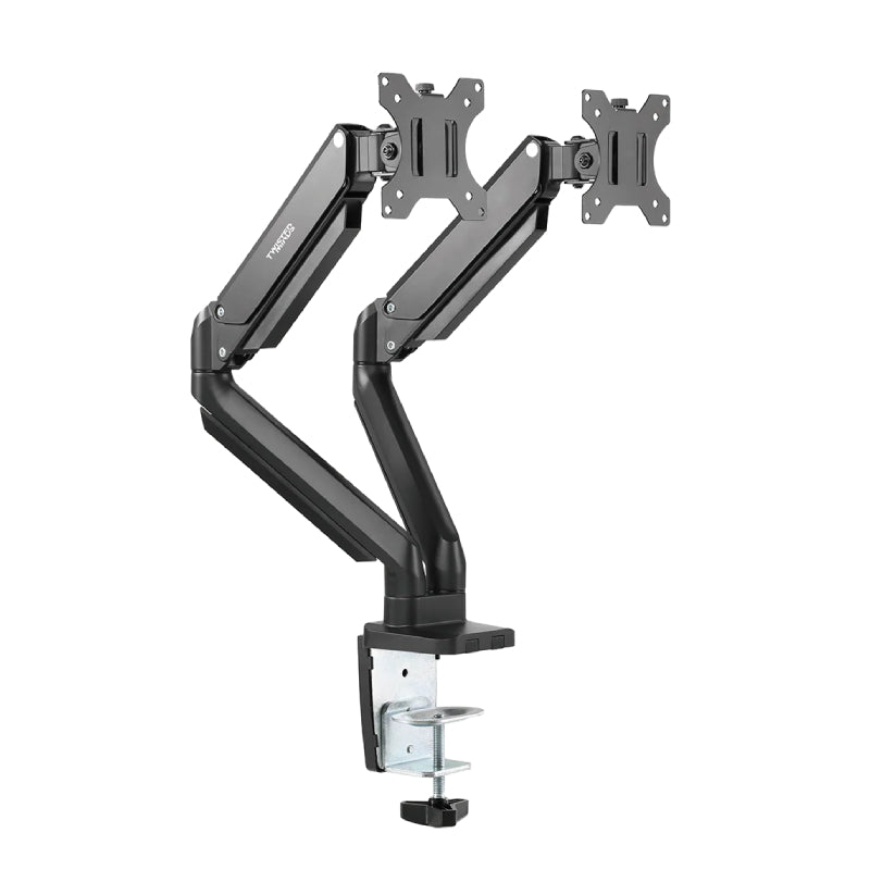 Twisted Minds Dual Monitor Aluminum Slim Mechanical Spring USB Monitor Arm - 17"-32" Inch / Matte Black