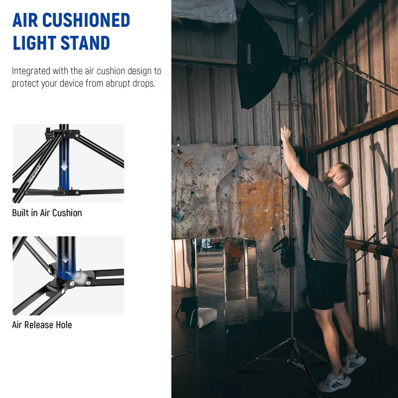 NEEWER ST-400AC 400cm Heavy Duty Air Cushioned Light Stand - Black