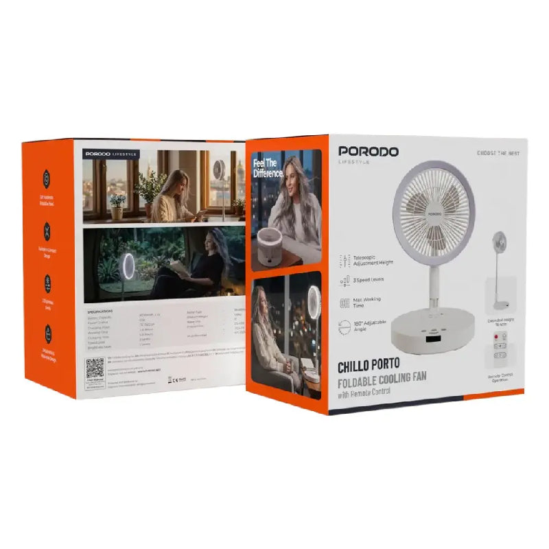 Porodo Chillo Porto Foldable Cooling Fan with Remote Control