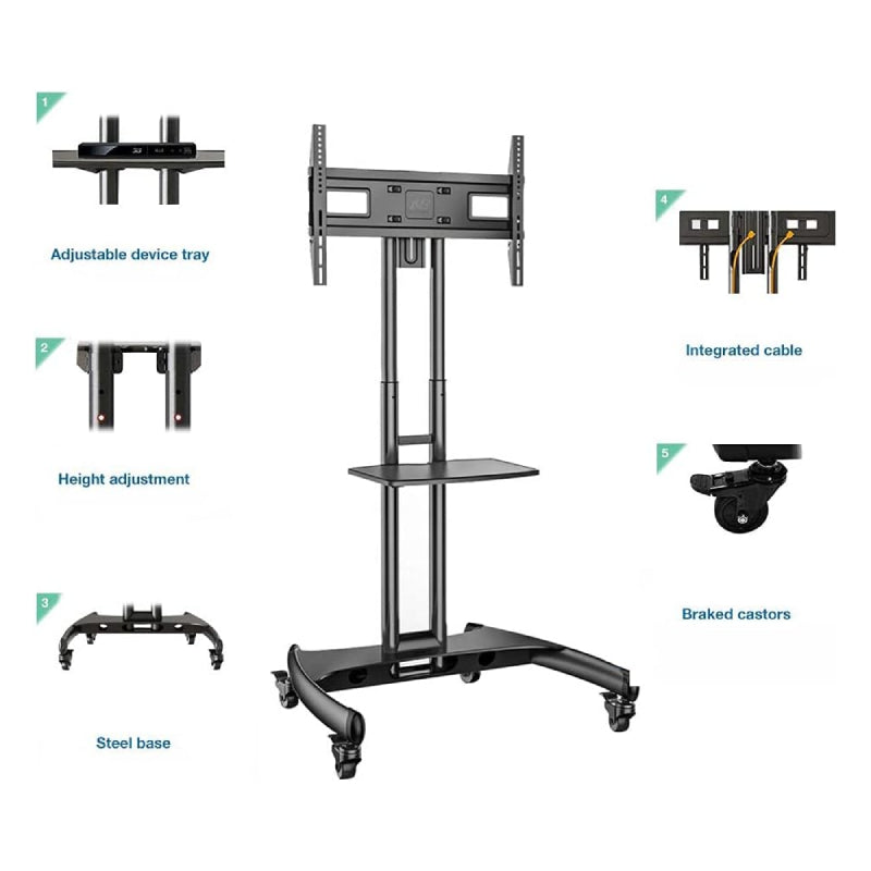 NORTH BAYOU Mobile TV Cart Stand with Wheels - 32” – 75” Screens