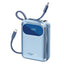 PROMATE PowerPod-20 Ultra Compact Power Bank with Built-In USB-C & Lightning Cable - 35W / USB-C / USB-A / Blue