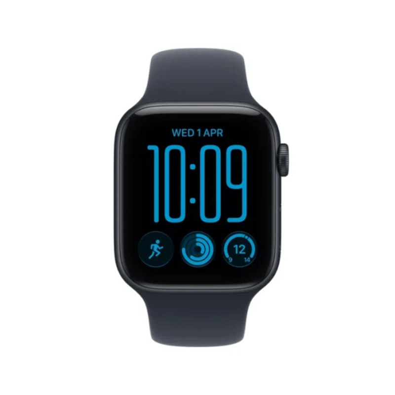 Apple Watch SE 3 with Sport Band - LTPO OLED / 44mm / Medium/Large / Bluetooth / Wi-Fi / Midnight Aluminium Case with Navy Blue Sport Band