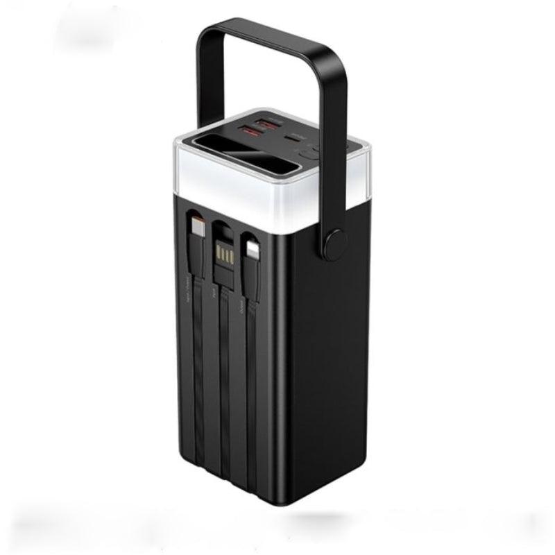 Hoco Power Bank with Built-In Cables and LED Light - 40000mAh /  65W / Black