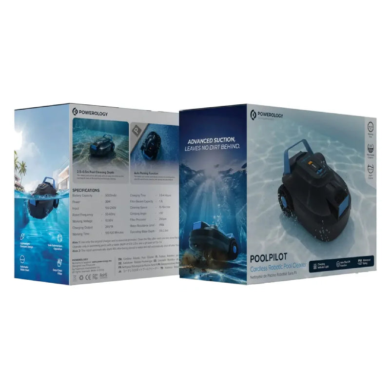 Powerology Wireless Pool Cleaning Robot - 5000mAh / Black