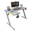 طاولة ألعاب جاماكس P202-RW RGB من ألياف الكربون مع وسادة ماوس، بشكل حرف L جهة اليمين، باللون الأبيض