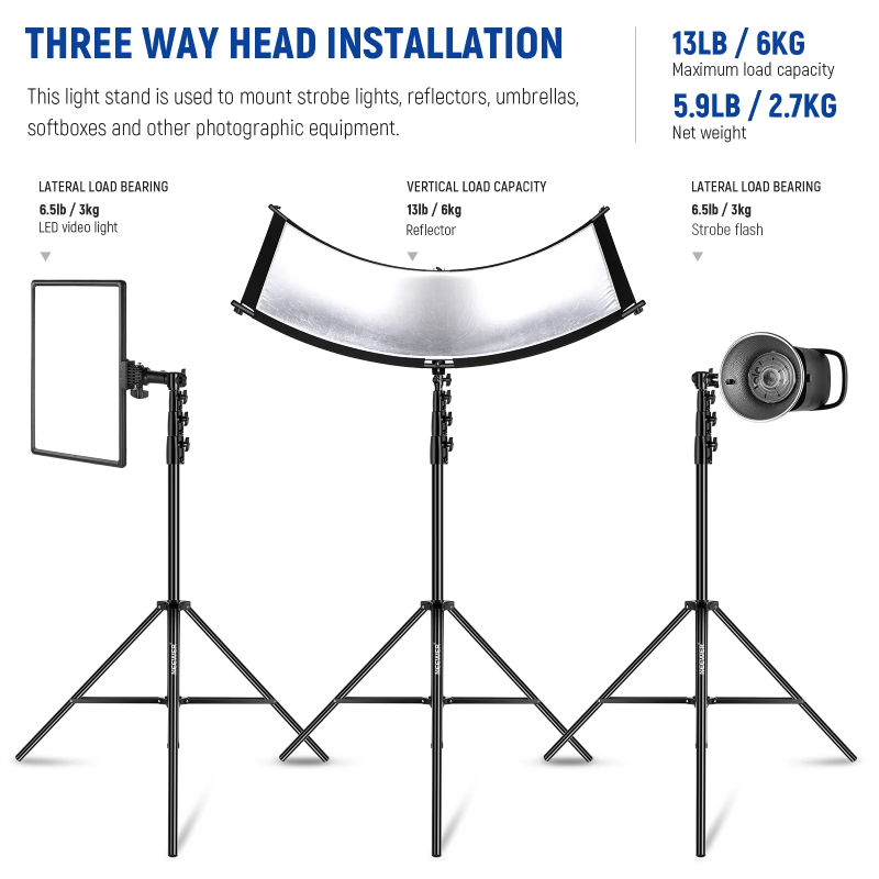 NEEWER ST-400AC 400cm Heavy Duty Air Cushioned Light Stand - Black
