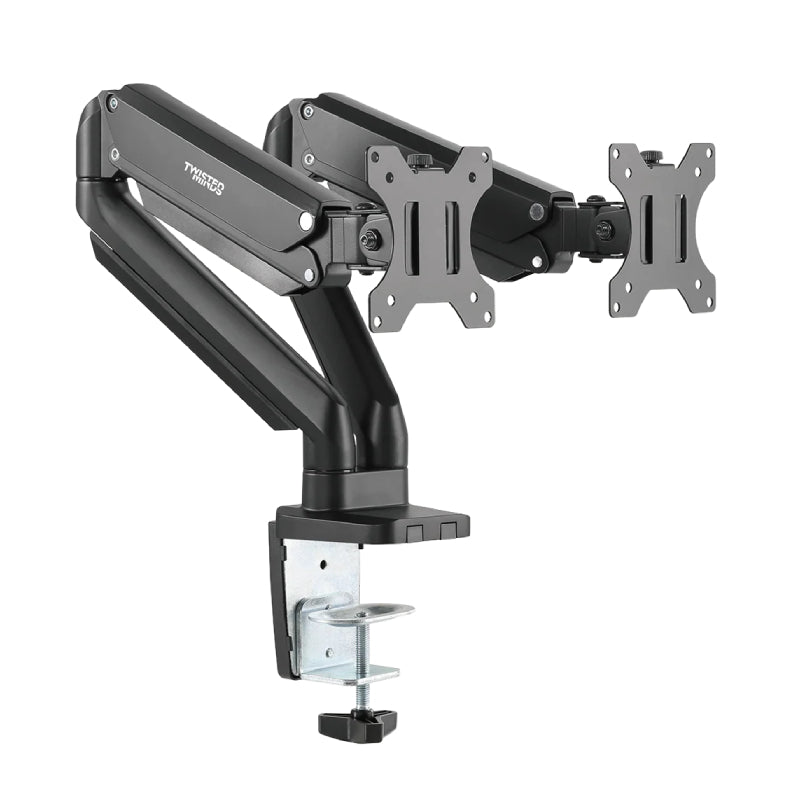 Twisted Minds Dual Monitor Aluminum Slim Mechanical Spring USB Monitor Arm - 17"-32" Inch / Matte Black