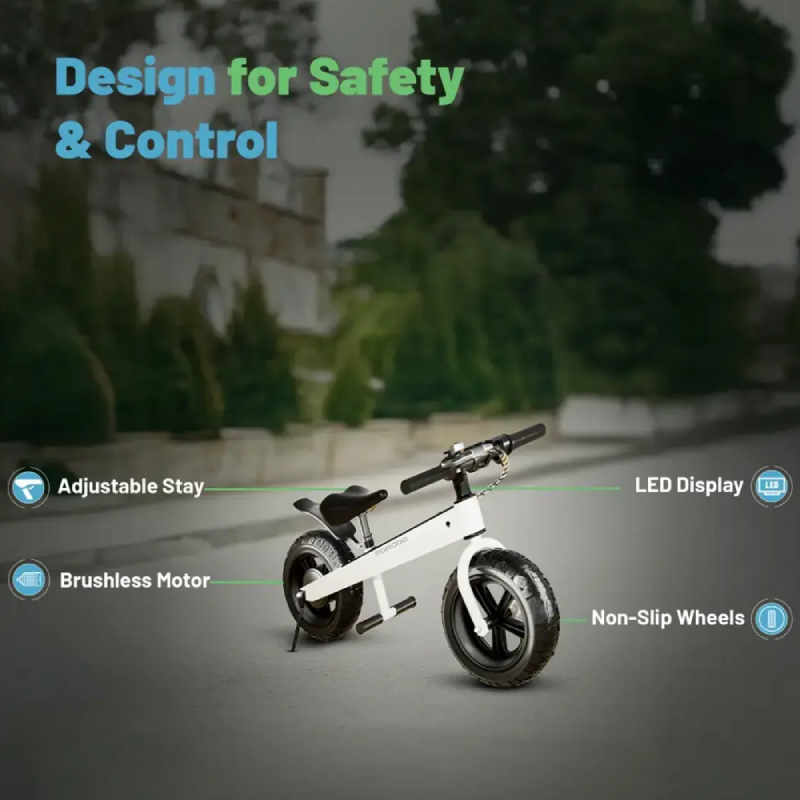 Porodo Lifestyle Electric Kid's Bike Joy Cruiser - 2600mAh / 165 RPM / White