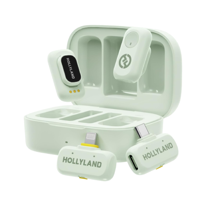 HOLLYLAND LARK A1 Combo 2-Person Wireless Microphone System - USB-C / Lightning / Green