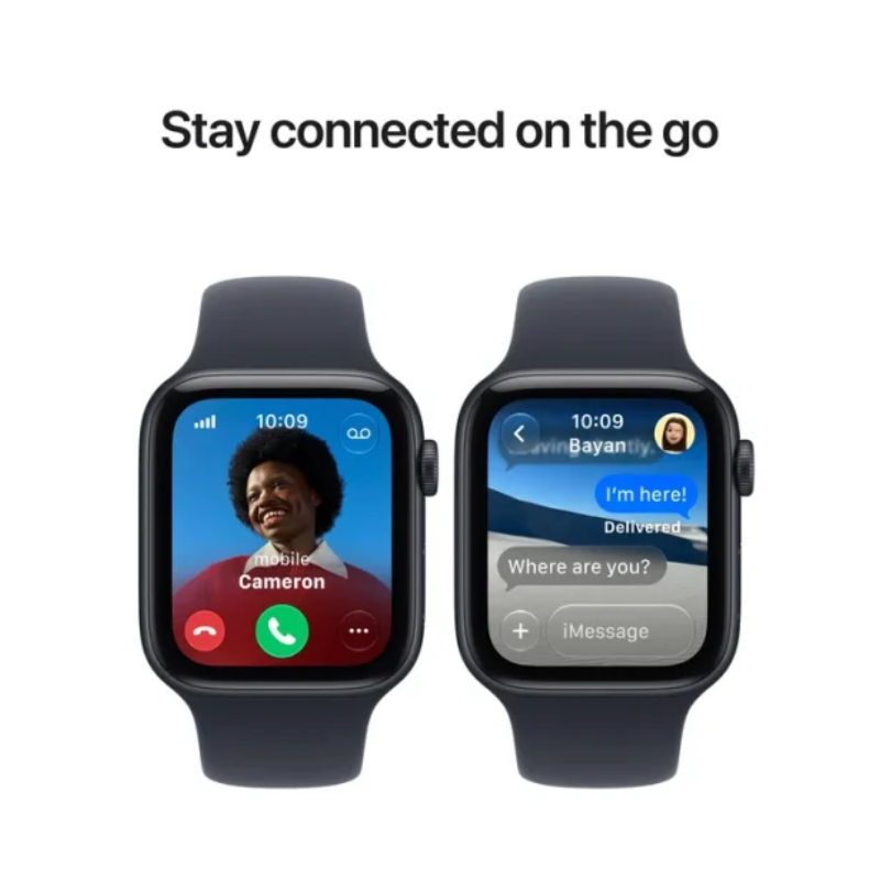 Apple Watch SE 3 with Sport Band - LTPO OLED / 44mm / Small/Medium / Bluetooth / Wi-Fi / Midnight Aluminium Case with Navy Blue Sport Band