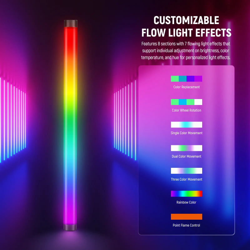 NEEWER TL60 20W RGB Tube Light with APP/2.4G/DMX Control - 3000mAh / 20W