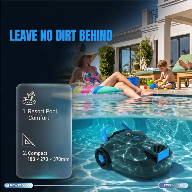 Powerology Wireless Pool Cleaning Robot - 5000mAh / Black