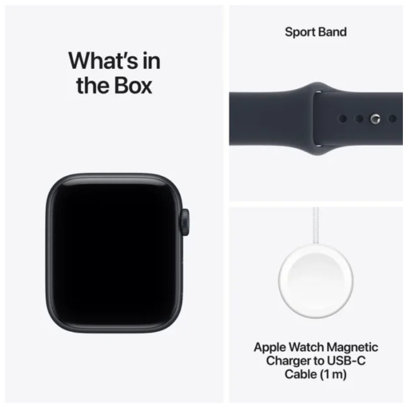 Apple Watch SE 3 with Sport Band - LTPO OLED / 40mm / Small/Medium / Bluetooth / Wi-Fi / Midnight Aluminium Case with Navy Blue Sport Band