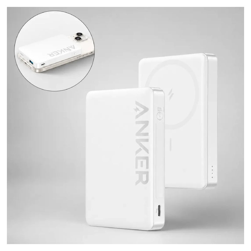 Anker 334 MagGo Wireless Power Bank - 10000mAh / USB-A / USB-C / White
