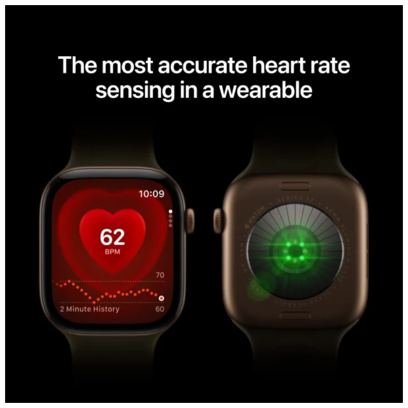 Apple Watch Series 12 - LTPO OLED / 64GB / 46mm / Bluetooth / Wi-Fi / Medium/Large / Dark Bronze Aluminium Case with Olive Sport Band