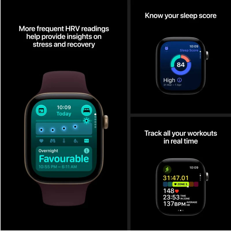 Apple Watch Series 12 - LTPO OLED / 64GB / 46mm / Bluetooth / Wi-Fi / Small/Medium / Space Grey Aluminium Case with Navy Blue Sport Band