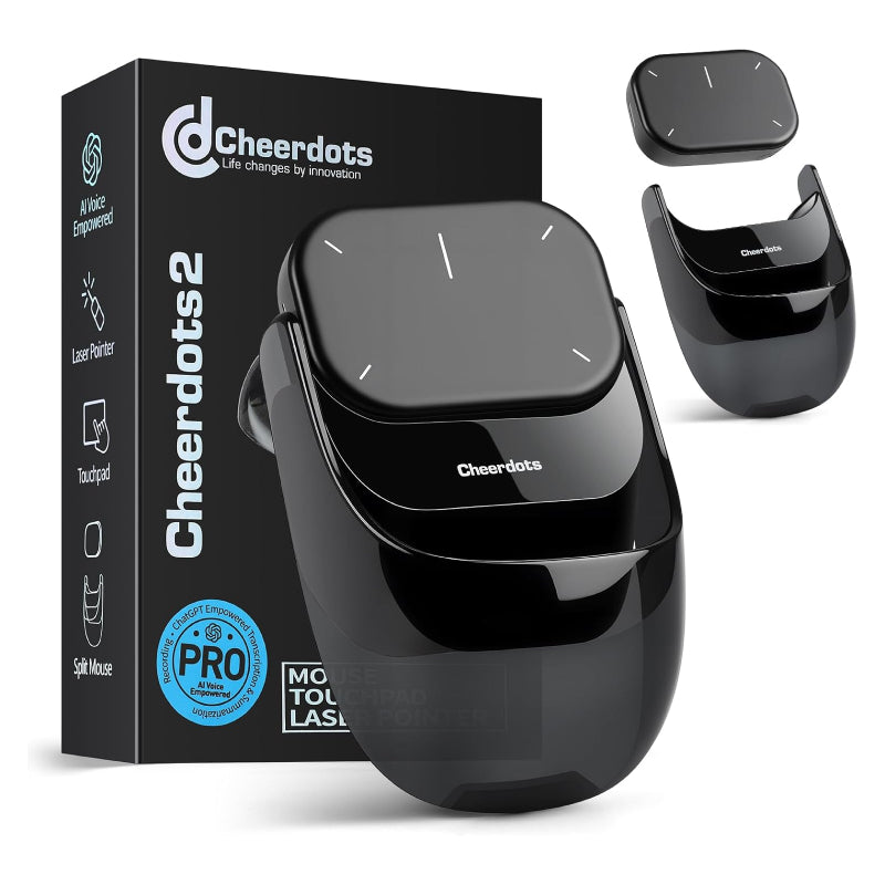 Cheerdots2 Bluetooth Split Mouse with AI & Presentation Clicker - Black