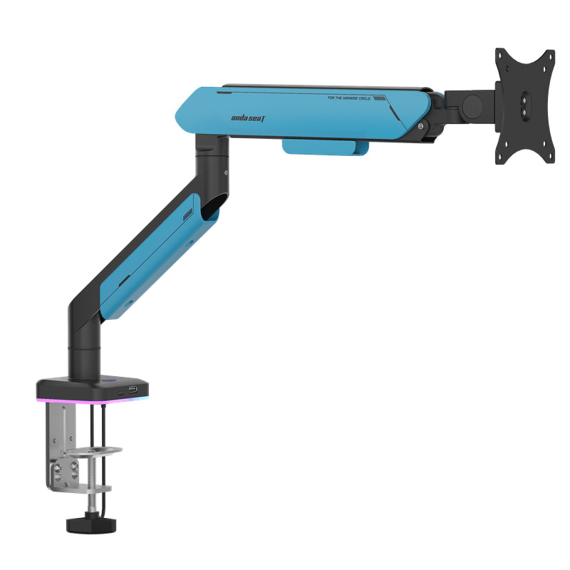 AndaSeat Stealth Pro II RGB A9X Single Monitor Arm - 17"-42" Inch / Black/Blue