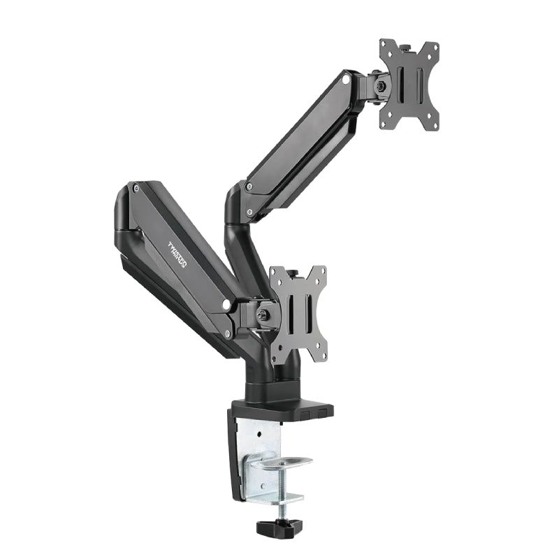 Twisted Minds Dual Monitor Aluminum Slim Mechanical Spring USB Monitor Arm - 17"-32" Inch / Matte Black