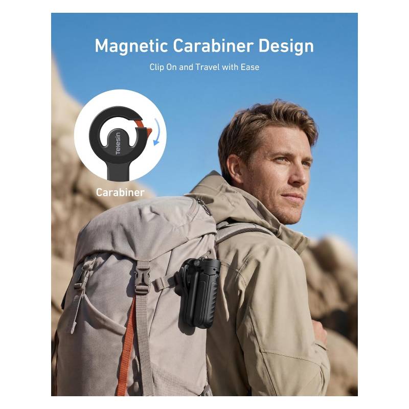 TELESIN Magnetic Mini Selfie Stick Tripod - Black