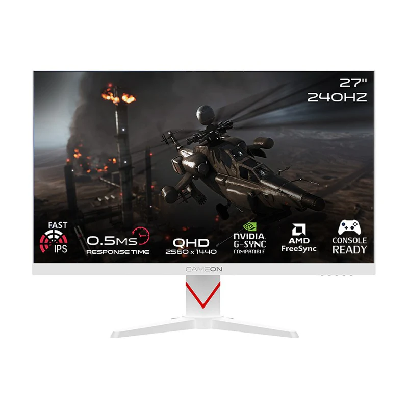 GameOn GOAD27QHD240IPS Dominator Series Gaming Monitor - 27" QHD / 240Hz / 0.5ms / DisplayPort / HDMI - White