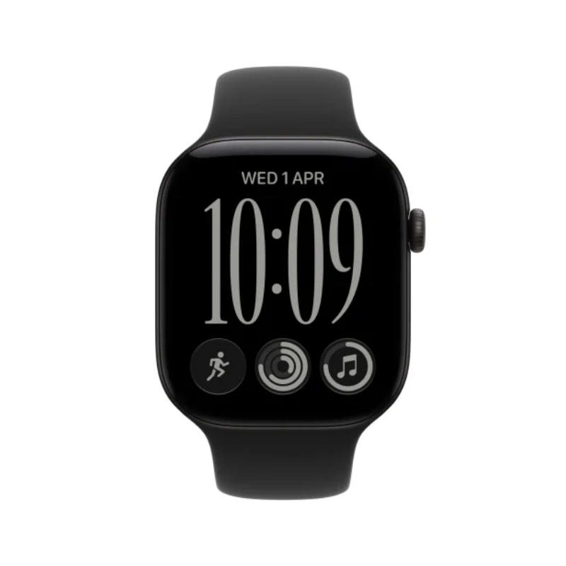 Apple Watch Series 12 - LTPO OLED / 64GB / 42mm / Bluetooth / Wi-Fi / Medium/Large / Black Aluminium Case with Black Sport Band