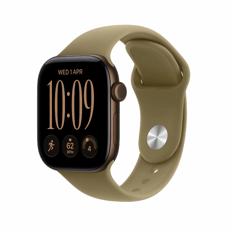 Apple Watch Series 12 - LTPO OLED / 64GB / 46mm / Bluetooth / Wi-Fi / Medium/Large / Dark Bronze Aluminium Case with Olive Sport Band