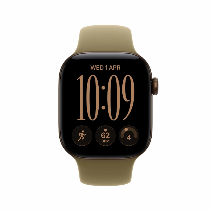Apple Watch Series 12 - LTPO OLED / 64GB / 42mm / Bluetooth / Wi-Fi / Medium/Large / Dark Bronze Aluminium Case with Olive Sport Band