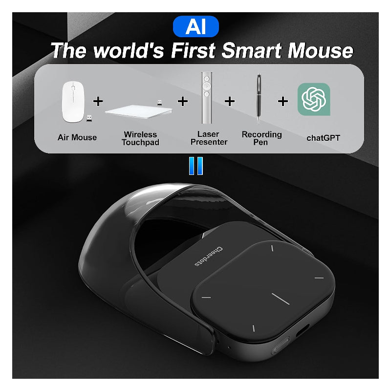 Cheerdots2 Bluetooth Split Mouse with AI & Presentation Clicker - Black