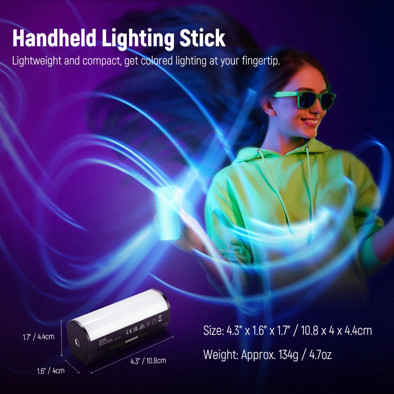 عصا إضاءة محمولة نيوير بيسكس TL96 RGB مغناطيسية - 2500 مللي أمبير / 6 واط