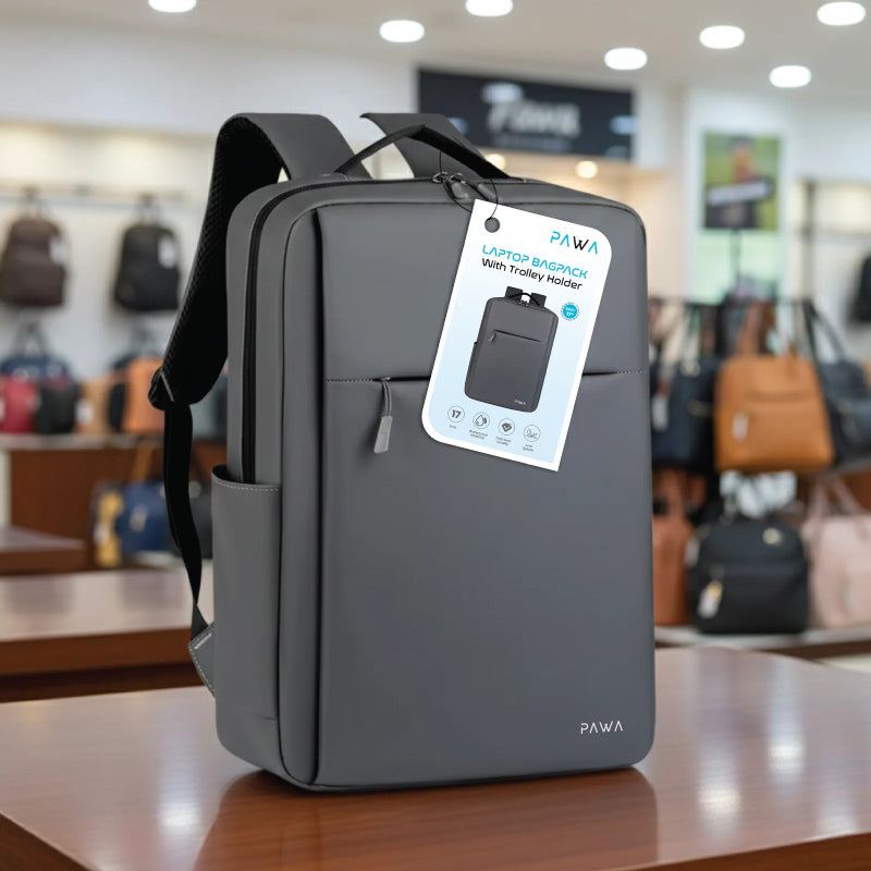 Pawa Laptop Bagpack With Trolley Holder - 17-inch / Grey