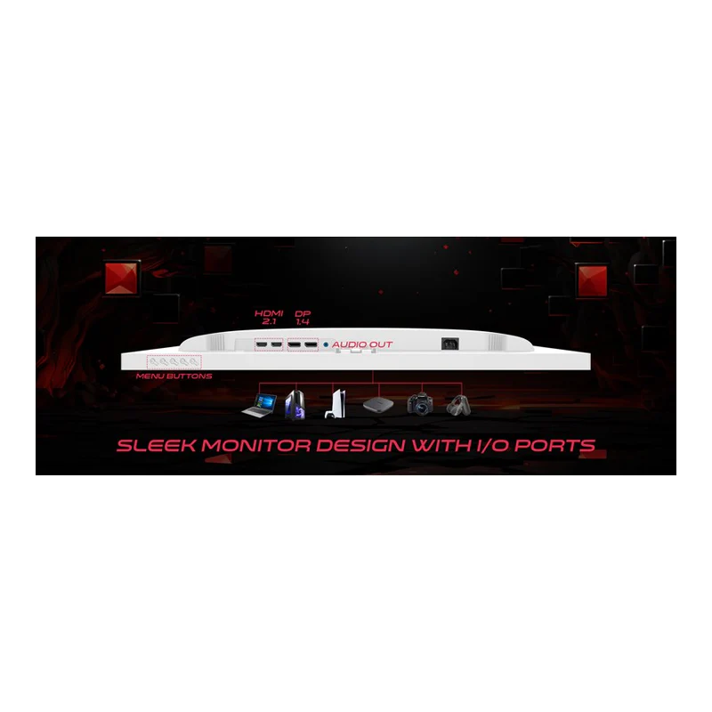 GameOn GOAD27QHD240IPS Dominator Series Gaming Monitor - 27" QHD / 240Hz / 0.5ms / DisplayPort / HDMI - White