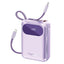 PROMATE PowerPod-20 Ultra Compact Power Bank with Built-In USB-C & Lightning Cable - 35W / USB-C / USB-A / Purple
