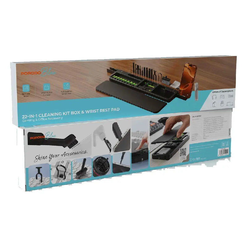 Porodo Blue 22-in-1 Cleaning Kit with Wrist Support Pad
