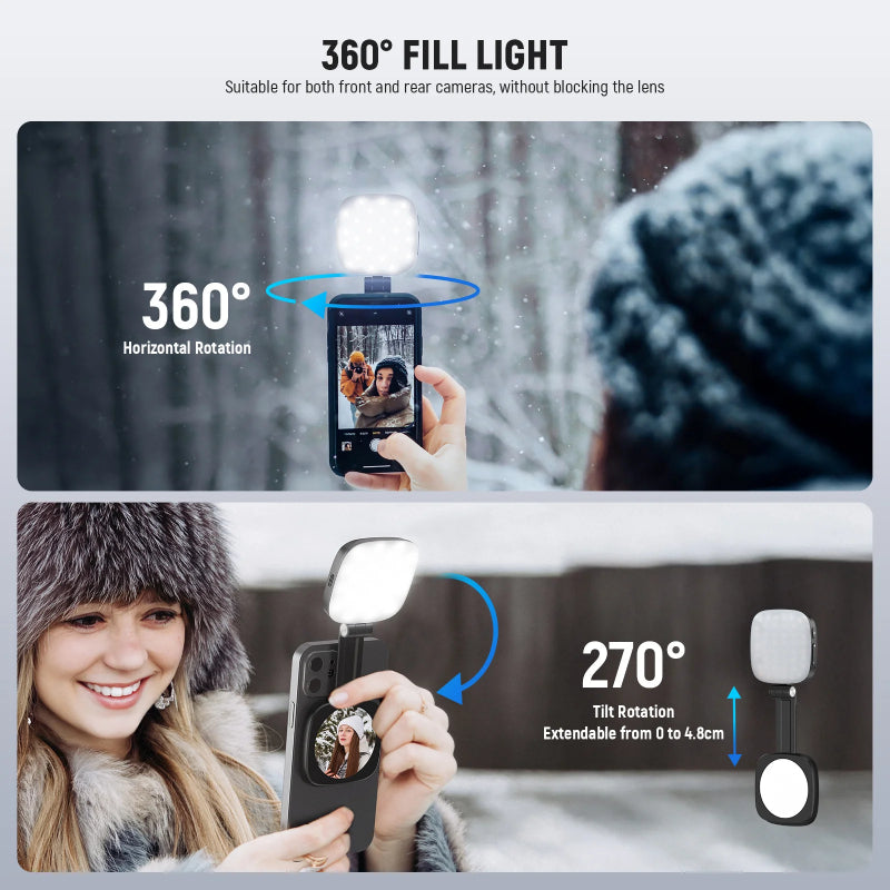 NEEWER BASICS NL48B Magnetic Selfie Light - 850mAh / USB-C / Black