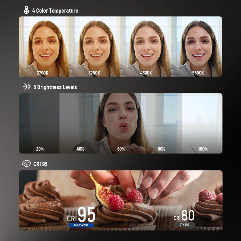 NEEWER BASICS NL48B Magnetic Selfie Light - 850mAh / USB-C / Black