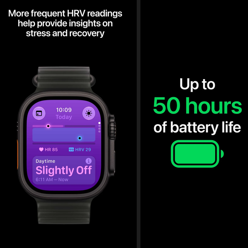 Apple Watch Ultra 4 - LTPO OLED / 64GB / 49mm / Bluetooth / Wi-Fi / Cellular / Natural Titanium Case with Translucent Grey Ocean Band