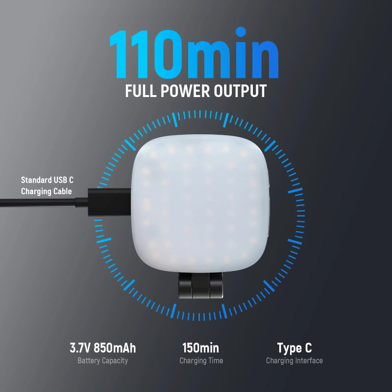 NEEWER BASICS NL48B Magnetic Selfie Light - 850mAh / USB-C / Black