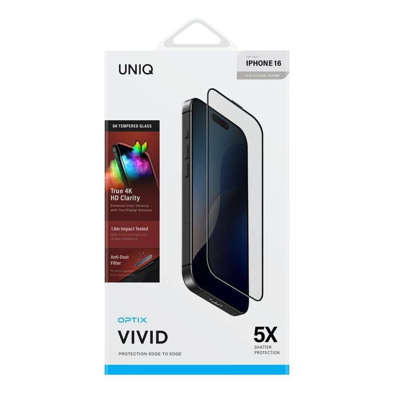 Uniq Optix Vivid Clear 6.1 Glass Screen Protector - Apple iPhone 16 (2024) / Vivid Clear Accessories > Mobiles &