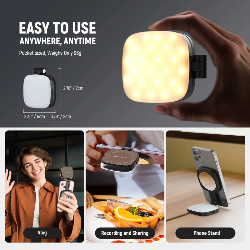 NEEWER BASICS NL48B Magnetic Selfie Light - 850mAh / USB-C / Black