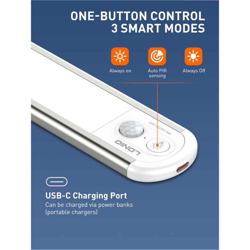 LDNIO Y6 Smart Cabinet Wireless Magnetic Sensor Light - 1500mAh / 3W / USB-C / Silver