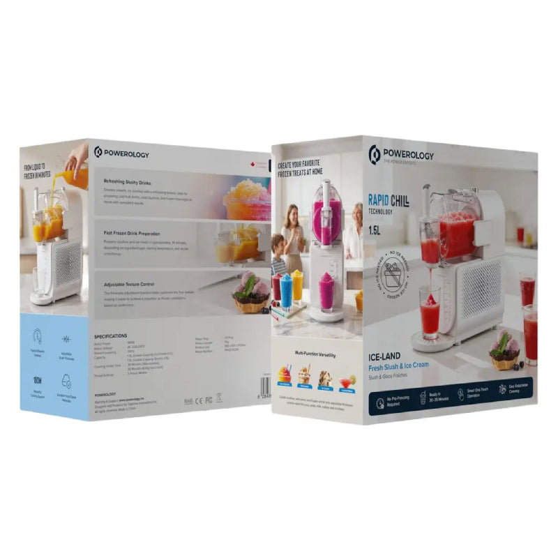 Pre-Order Powerology 2-in-1 Ice Cream & Slushie Maker - 180W / 1.5L / White