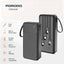 Porodo Piano Power Bank with Built-in Cables - 20000mAh / USB-C / Micro USB / Lightning - Black