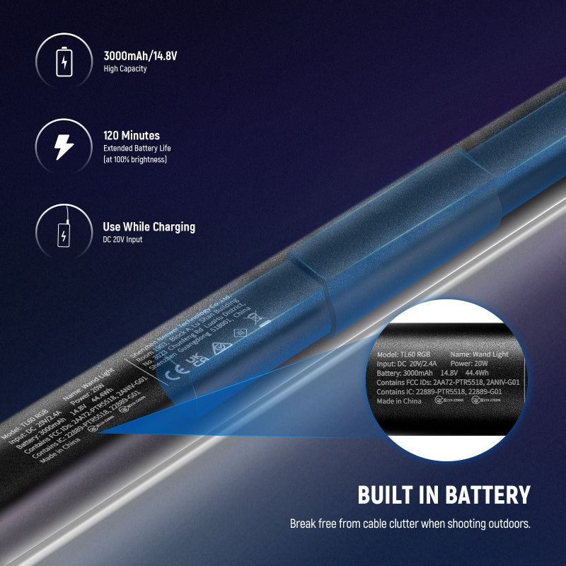 NEEWER TL60 RGB Tube Light - 3000mAh / 20W