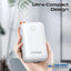 PROMATE PowerPod-30 Compact Power Bank with Built-In USB-C & Lightning Cable - 35W / USB-C / USB-A / White