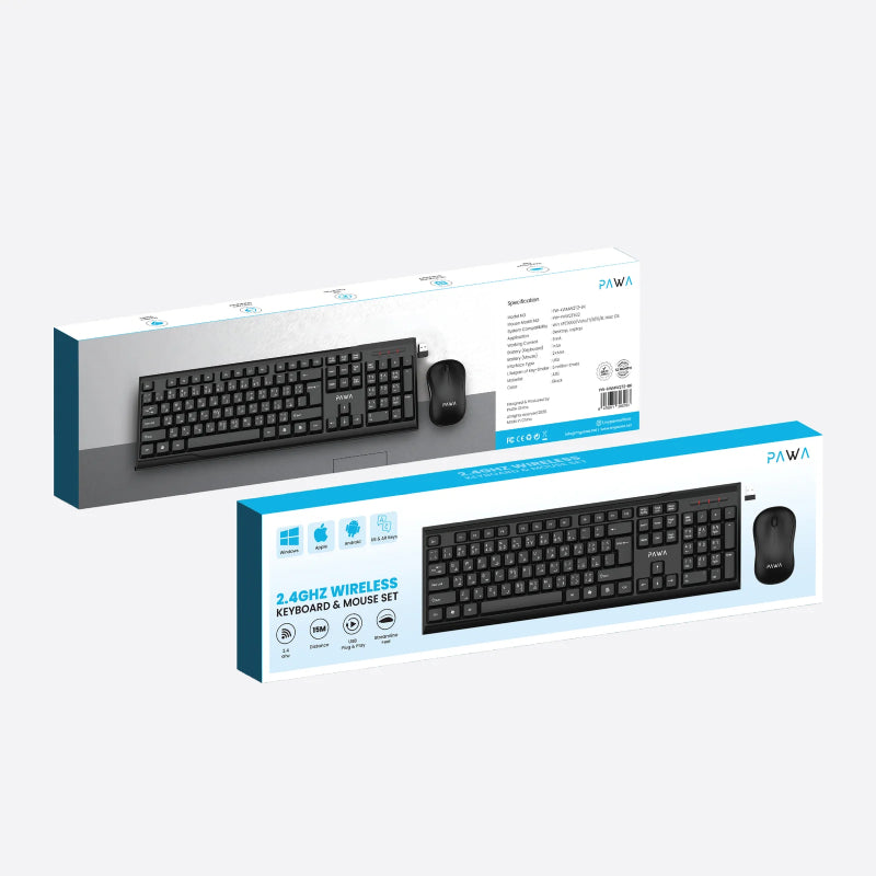 Pawa Wireless Keyboard & Mouse - 2.4GHz / Black