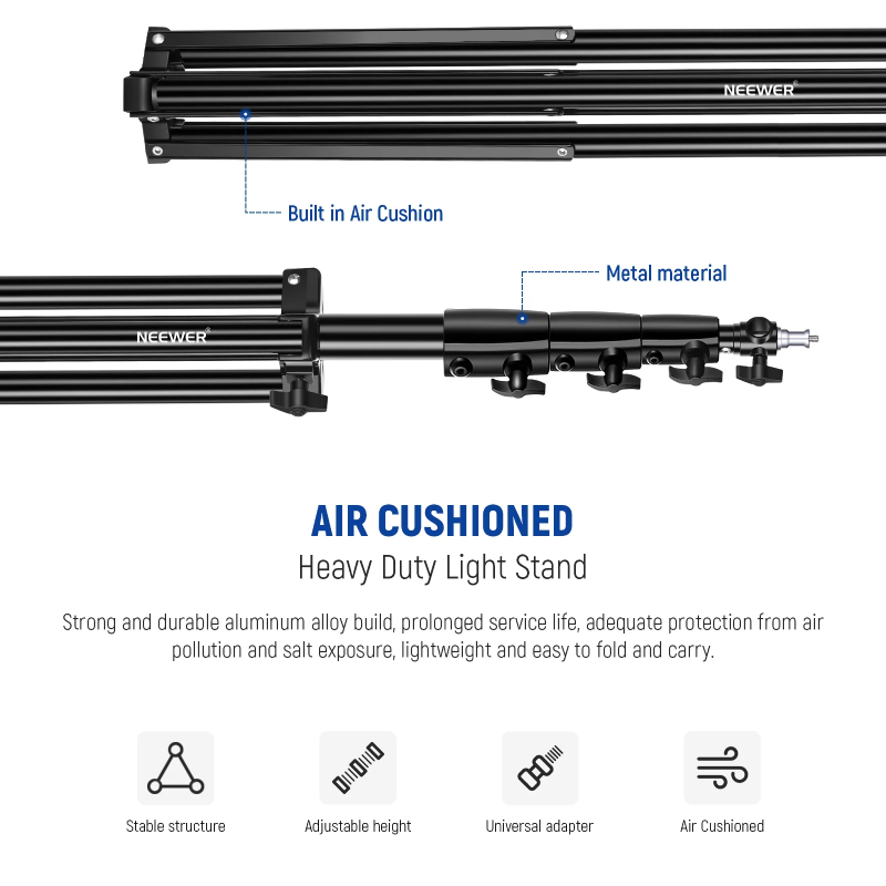 NEEWER ST-400AC 400cm Heavy Duty Air Cushioned Light Stand - Black