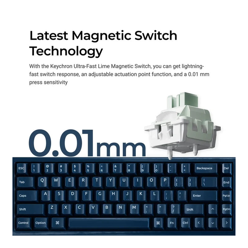 Keychron Q16 HE 8K 65% Wired Magnetic Switch Gaming  Keyboard - Navy Blue