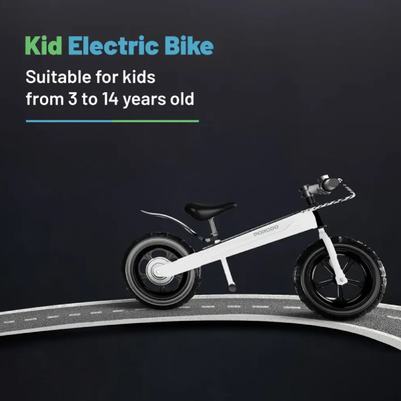 Porodo Lifestyle Electric Kid's Bike Joy Cruiser - 2600mAh / 165 RPM / White
