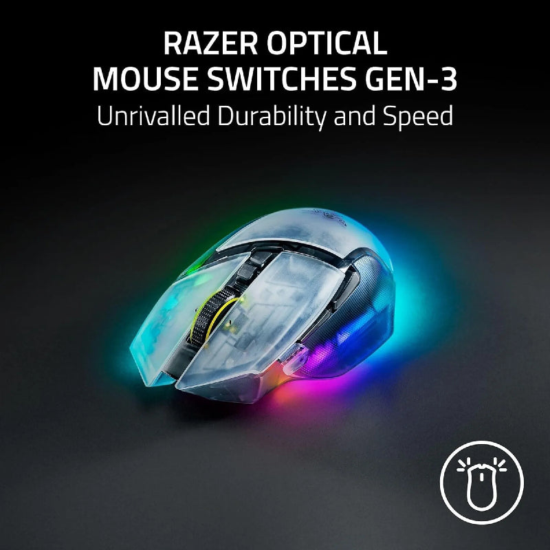 Razer Basilisk V3 Pro Optical Sensor HyperSpeed RGB Gaming Mouse – Wireless / Wired / 35K DPI / Phantom White